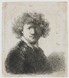 Self-portrait with Curly Hair and White Collar by Rembrandt van Rijn